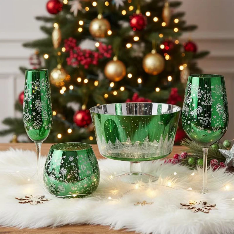 Grünes Weihnachtsglas-Set 1