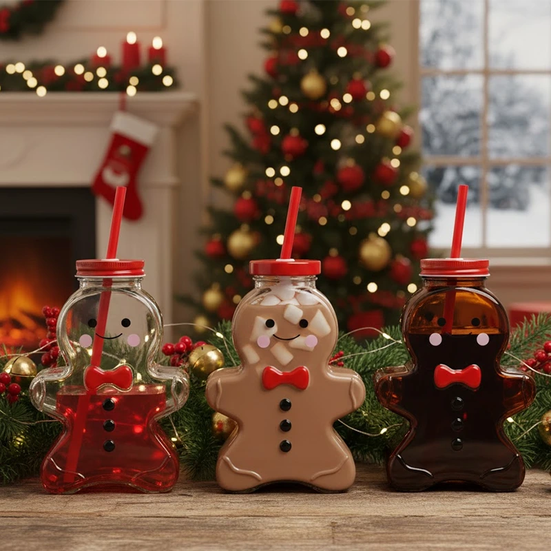 280 ml, 430 ml, 450 ml Lebkuchenmann-Glasstrohhalmflasche 1