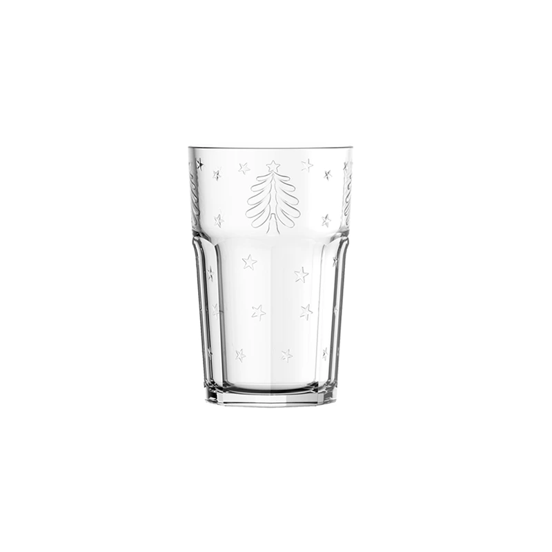 330ml Embossed Christmas Tree Glass Cup 1