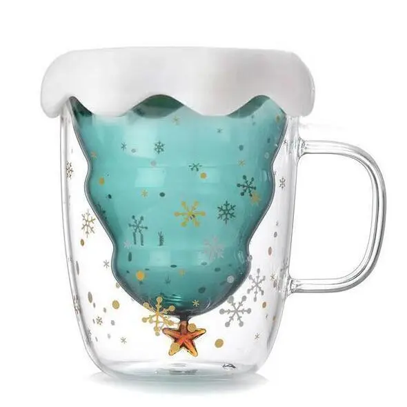 300/340ml Heat-Resistant Double Wall Glass Mug with Lid 1