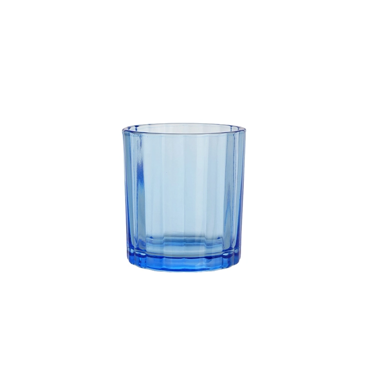 310 ml niebieski szeroki, żebrowany krótki kubek 1