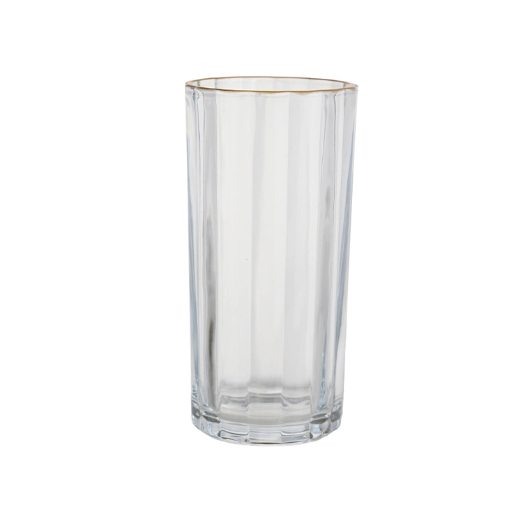 Szklanka typu highball o pojemności 360 ml z szerokimi żebrami i złotym rantem 1