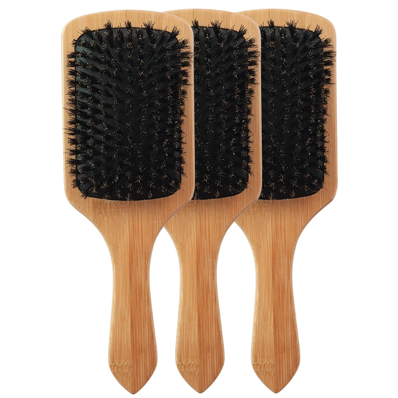 Customized logo paddle boar bristle hair brush oem eco friendly bamboo comb and hair brush 1