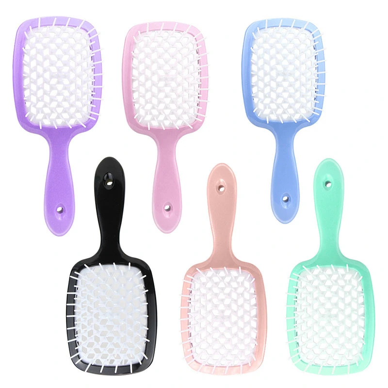 Direct price high quality hairdressing tool hollow out scalp massage curved detangling hair brush 1