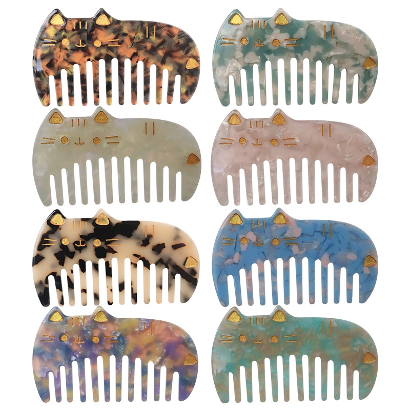 Factory Hot Sale Cellulose Acetate 4mm Wide Tooth Hair Comb 1