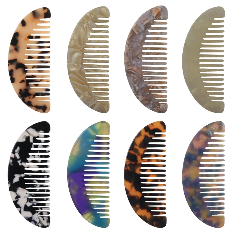 Anti Static Detangle Acetic Acid Hair Comb Portable Leopard Marble Cushion Custom Wide Tooth Comb cellulose acetate comb 1
