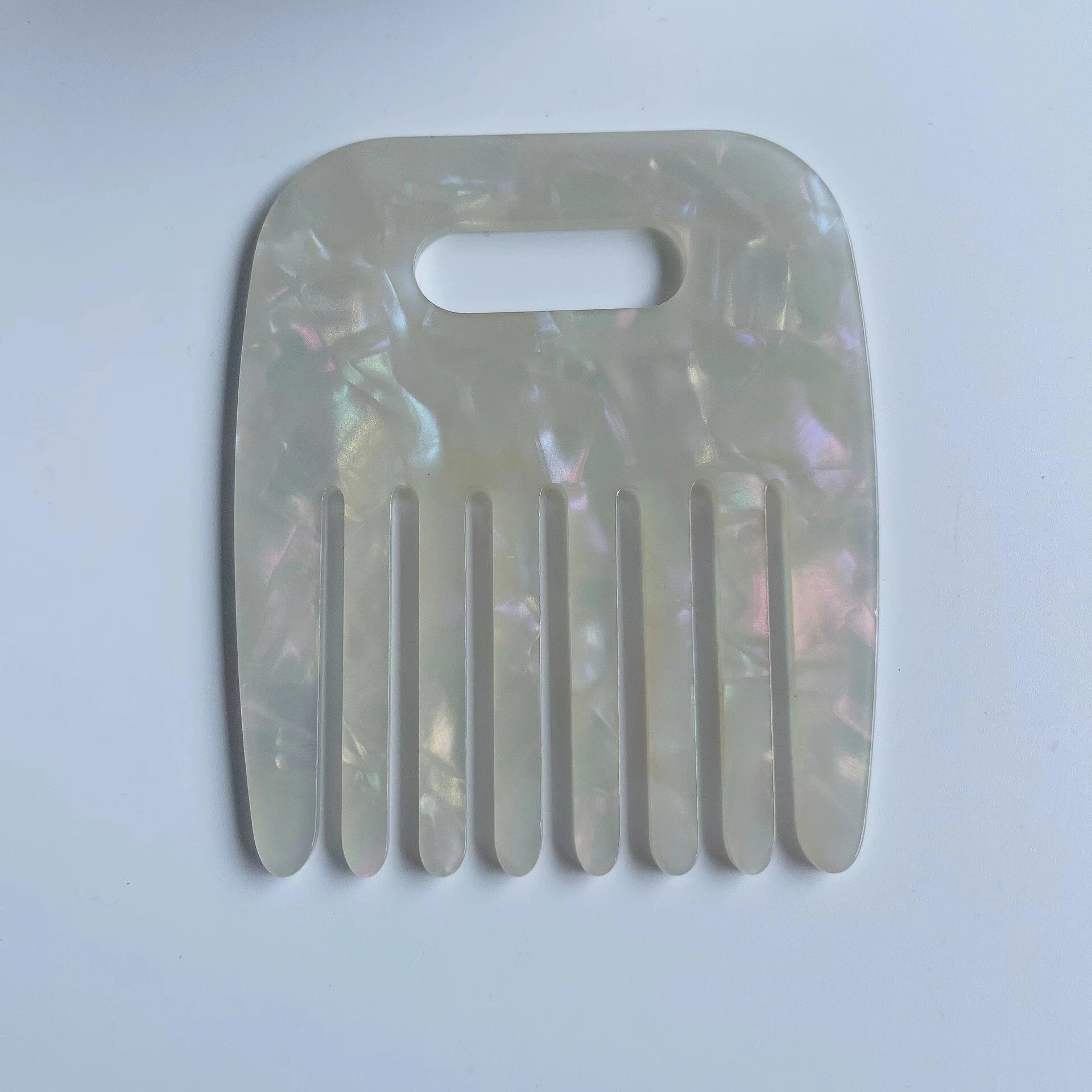 Custom Minimalist Marble Textured Acetate Hair Comb Luxury Eco-friendly Anti-static Large Toothed Hair Comb 1