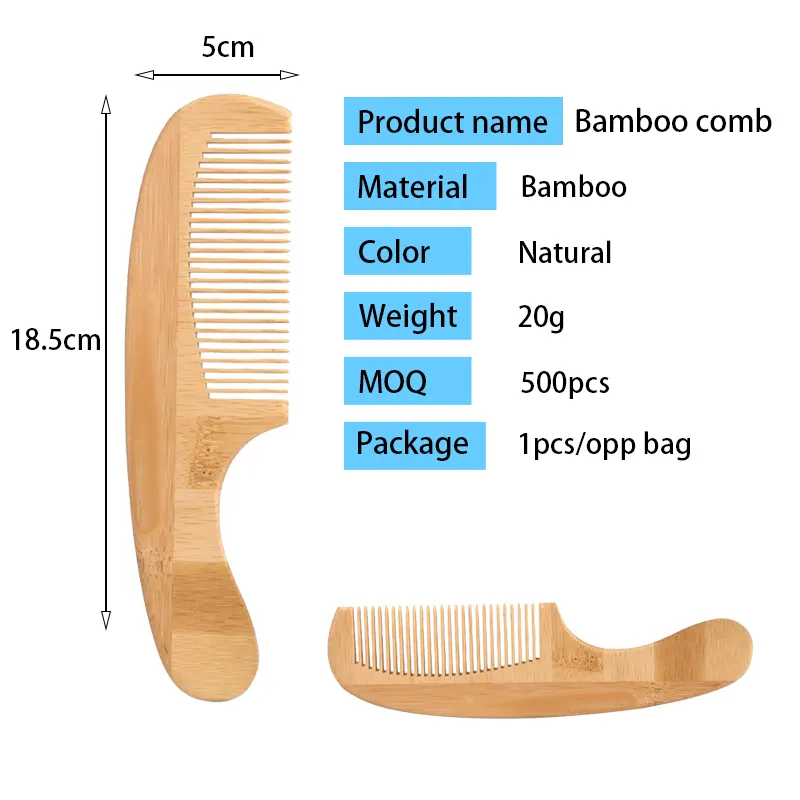 Artisans Bamboo Massage Comb 18.5*5cm Bamboo Massage Combfactory Direct Supply 6