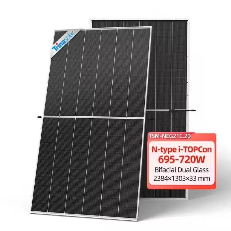 2025 Nuovo tipo TRINA Solar N-Type Glass Bifacial Topcon Bifacial Solar Pannelli 700W 710W 720W Pannello solare 1