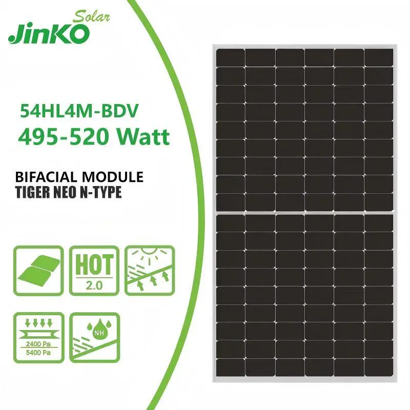 Hocheffizienter Jinko Solar 495W-520W N-Typ doppelseitiges Solarpanel 1