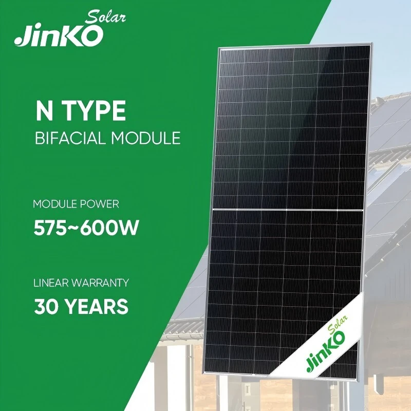 Paneles solares Jinko Tiger Neo 72HL4-BDV de 575-600 W, bifaciales, tipo N, de doble vidrio y alta eficiencia. 1