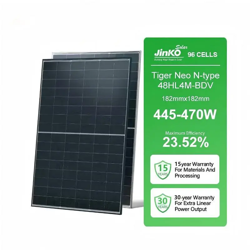 Jinko Solar Panels Tiger Neo N-type 48HL4M-BDV Bifacial Solar Panel 445W 450W 455W 460W 465W 470W All Black Solar Pv Module 1