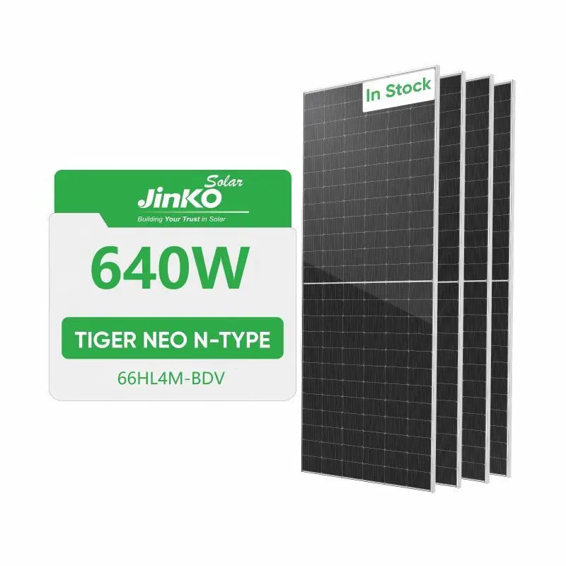 Jinko 66HL4-BDV Solar Panel 640W Maximum Efficiency N-Type Clean Energy Generation Roof Installations OEM Power Front Glass 1
