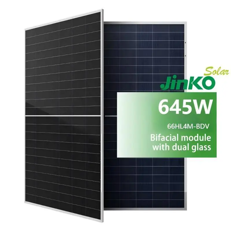 Módulo bifacial Tiger Neo de 645 vatios con panel solar tipo N de doble vidrio JINKO Solar 66HL4-BDV para conservación de energía 1