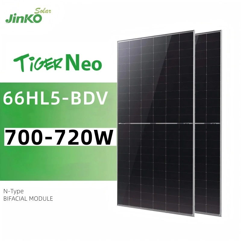Paneles solares de silicio monocristalino de doble cara Jinko Solar Tiger Neo 66HL5-BDV de 720 W y alta eficiencia 1