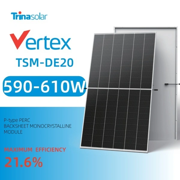 Painéis solares monocristalinos de módulo de folha traseira PERC tipo P Trina Solar Vertex TSM-DE20 610 W 1