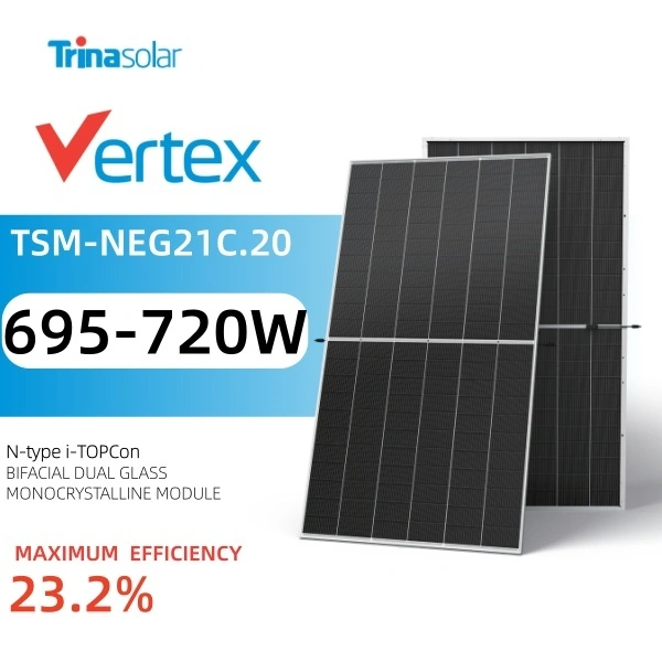 Trina Solar Vertex N TSM-NEG21C.20 720W N-type i-TOPCon Dual Glass Monocrystalline Module Solar Panel 1