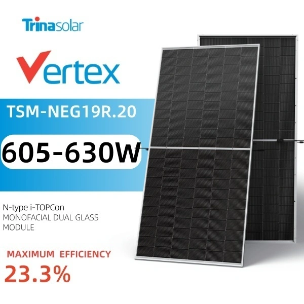 Trina Solar Vertex N TSM-NEG19RC.20 630W N-type i-TOPCon Bifacial Double Glass Monocrystalline Solar Panels 1