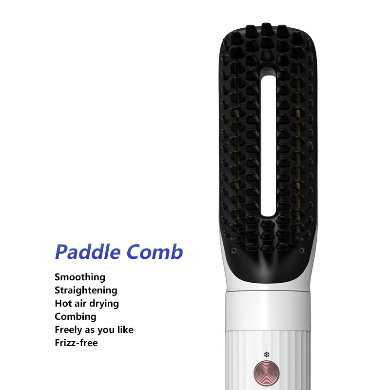 Hot Air Hair Brush Straightener 10.5W Motor 100℃ Dryer 220℃ Straightener F8117 6