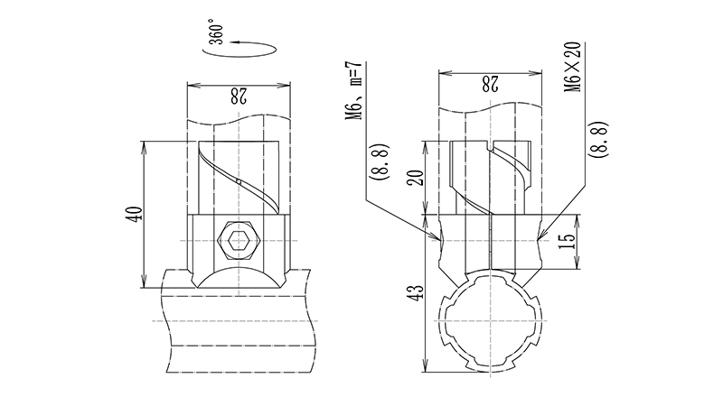Internal rotatary aluminum joint 3