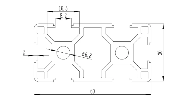 OEM Profile de profil d'extrusion en aluminium 2