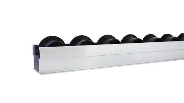 Riel de rodillos de aluminio 38 negro con brida de rueda 1