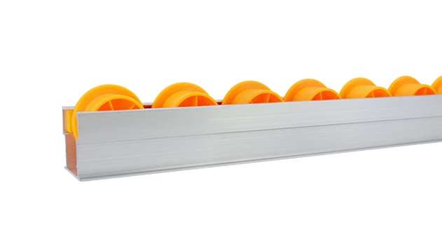 38 Aluminium-Rollenschiene, gelb, mit Seitenführung 1