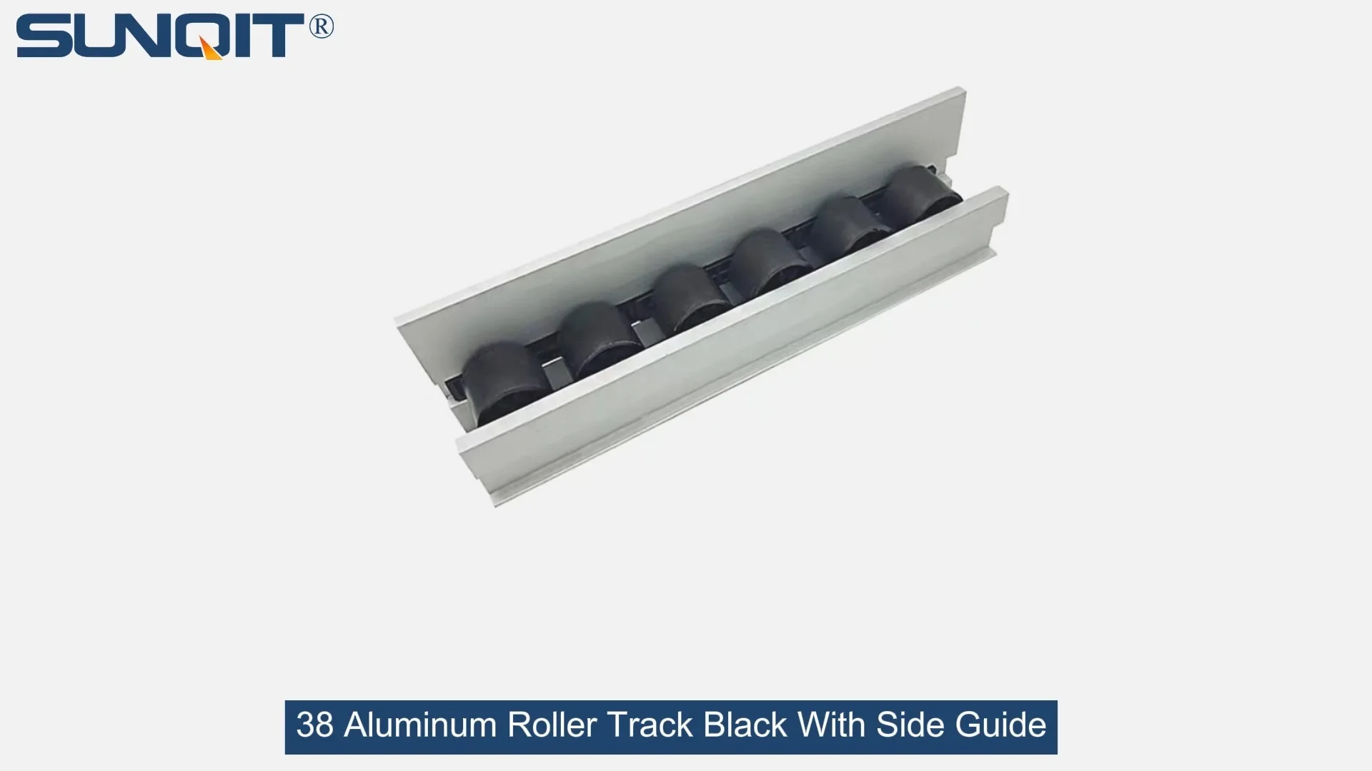 Riel de rodillos de aluminio 38 negro con guía lateral 1