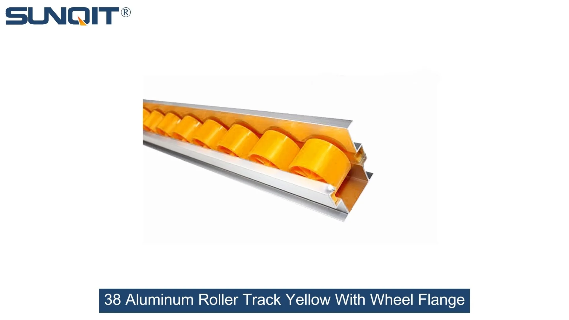 38 Riel de rodillos de aluminio amarillo con brida de rueda 1