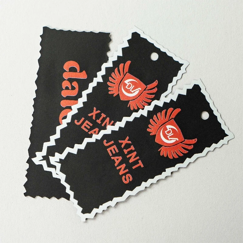 Papier spécial 800 g/m², cartes de forme personnalisées, estampage en feuille d'or Rose en relief pour vêtements, étiquettes volantes, Swing Tag 1