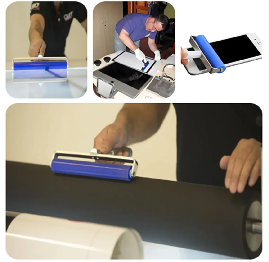 Cleanmo silicone with aluminum alloy washable lint roller manufacturer for computer screen 6