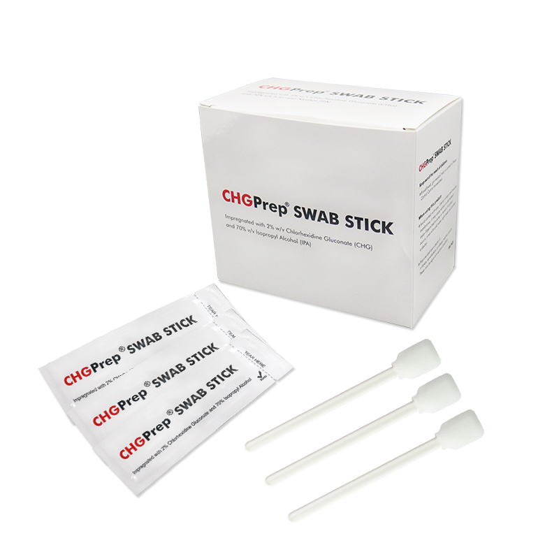 O cotonete Cleanmo com gluconato de clorexidina a 2% (CHG) é ideal para a preparação da pele em áreas periféricas. 2