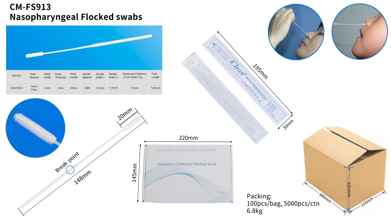 CM-FS913 Cleanmo's Flocked Swabs for nasopharyngeal sampling collection 4