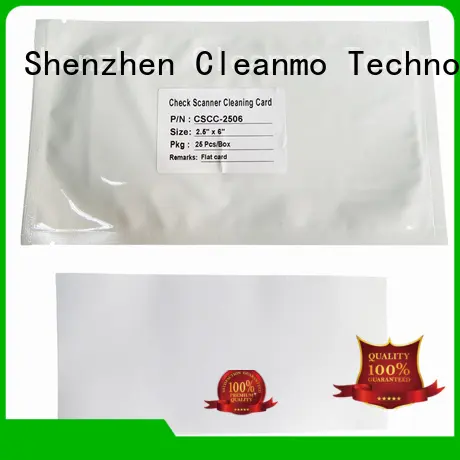Cleanmo non woven fabric check scanner cleaning cards factory for Digital Check TellerScan 1
