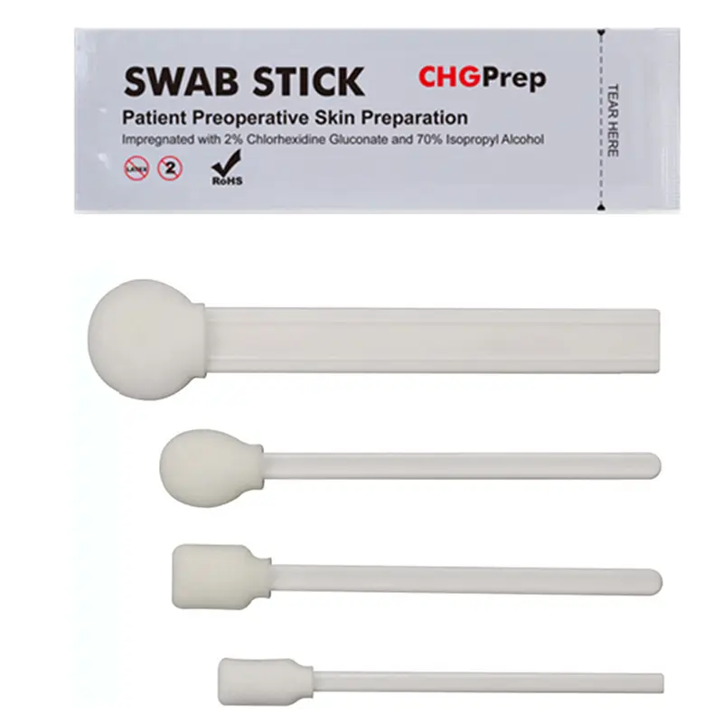 Cleanmo Polypropylene handle with 2% chlorhexidine gluconate applicator swabs factory price for Dialysis procedures 2