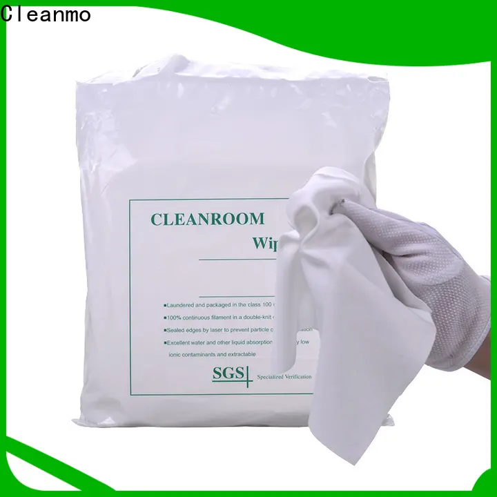 Cleanmo polyester lint free wipes clean room manufacturer for chamber cleaning 1