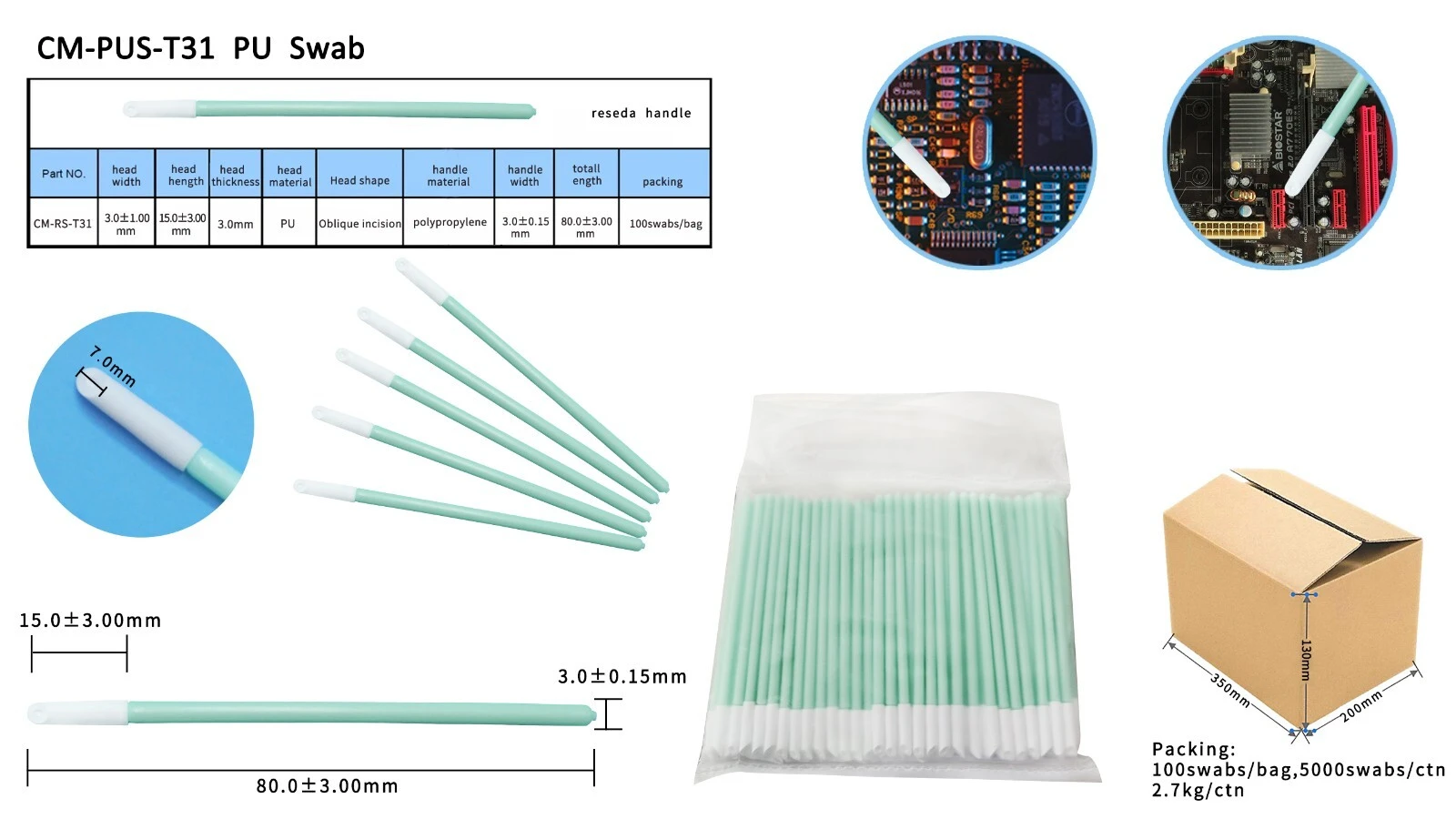 Bulk buy OEM plastic cotton buds green handle manufacturer for Micro-mechanical cleaning 4