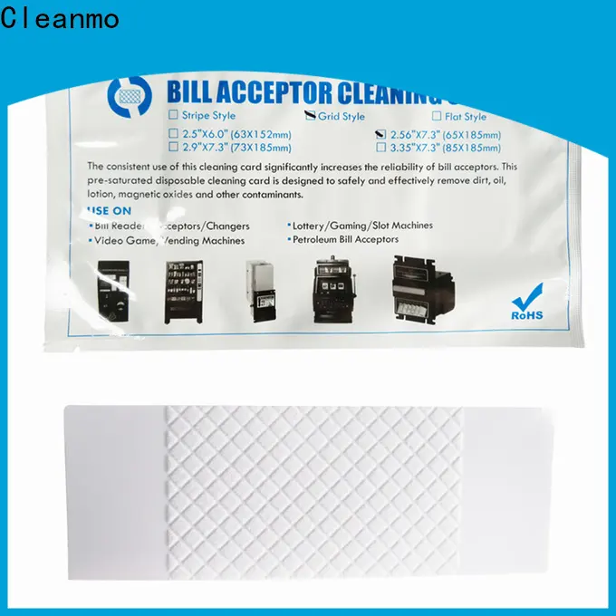 Cleanmo flocked fabric dollar bill acceptor cleaning cards manufacturer for currency counters 1