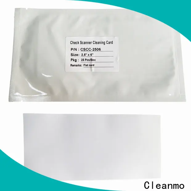 Cleanmo broader width check reader cleaning cards manufacturer for Digital Check TellerScan 1