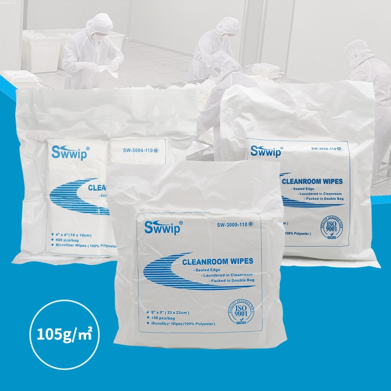 Polyester Clean Room Wiper 105GSM Class 1000 4inch 6inch 9inch 1