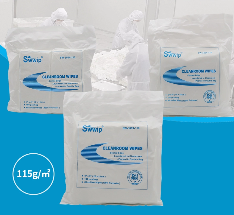 Polyester Wiper for Cleanroom 110GSM Class 1000 4inch 6inch 9inch 12inch 1