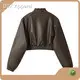 Brown Leather Look Jacket Womens for Marketplace Factory Direct Supply 1