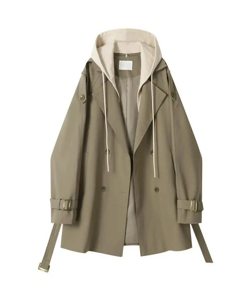 Gabardina marrón con capucha para uso de negocios 1