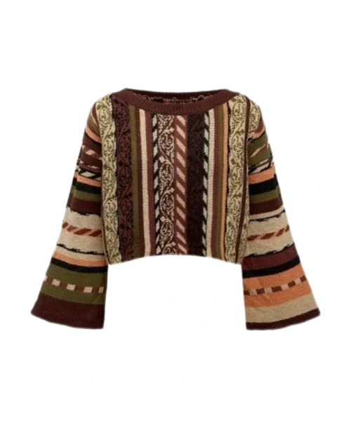 Women's Wide Sleeve Striped Sweater for Stylish Comfort 1