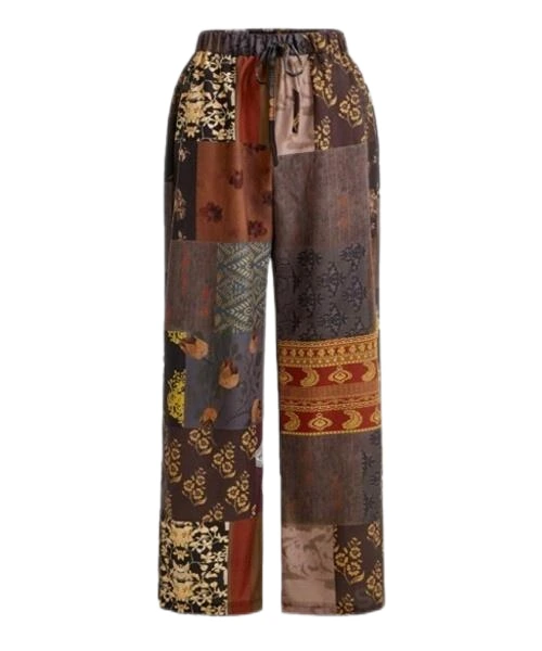 Women's Cashew Flower Splicing Pants for Stylish Look 1