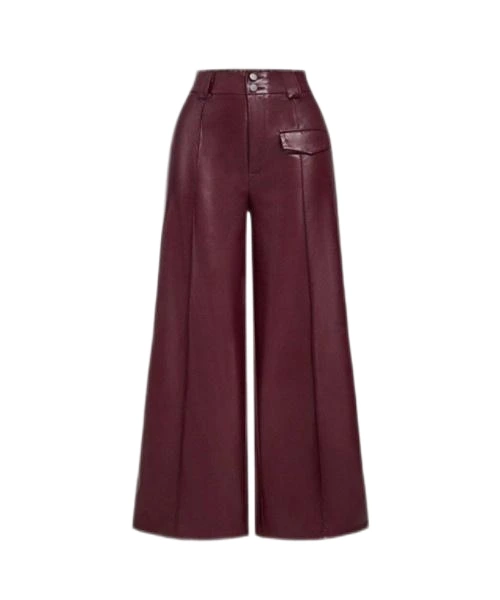 Women's Wine Red Leather Pants for Chic Style 1