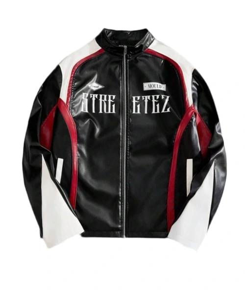 Men's Street Style Loose Fit Stand Collar Long Sleeve Leather Coat 1