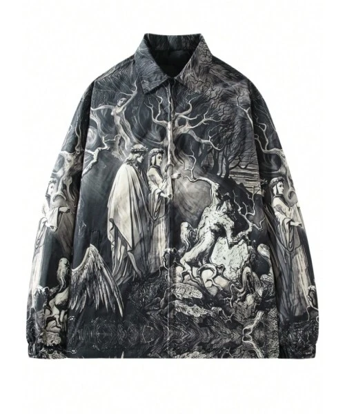 Mythology Inspired Men's Casual Faux Leather Coat - Classic Style 1