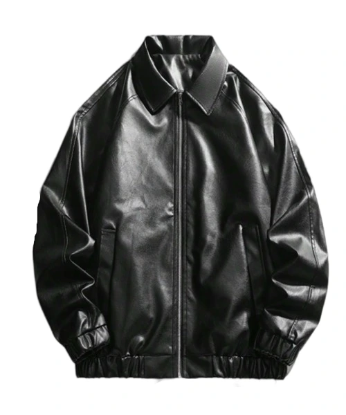 Mens Casual Solid Color Faux Leather Coat - Stylish Outerwear for Men 1