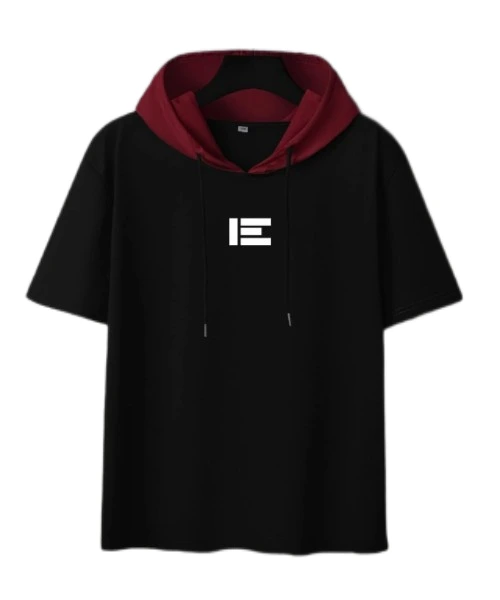 Reflective Letter Graphic Drawstring Hooded T-shirt for Men 1